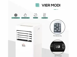 Aire acondicionado portátil 3 en 1 de 21 kW con control remoto, temporizador de 24 horas, 2 velocidades, refrigeración, deshumidificación y ventilador^