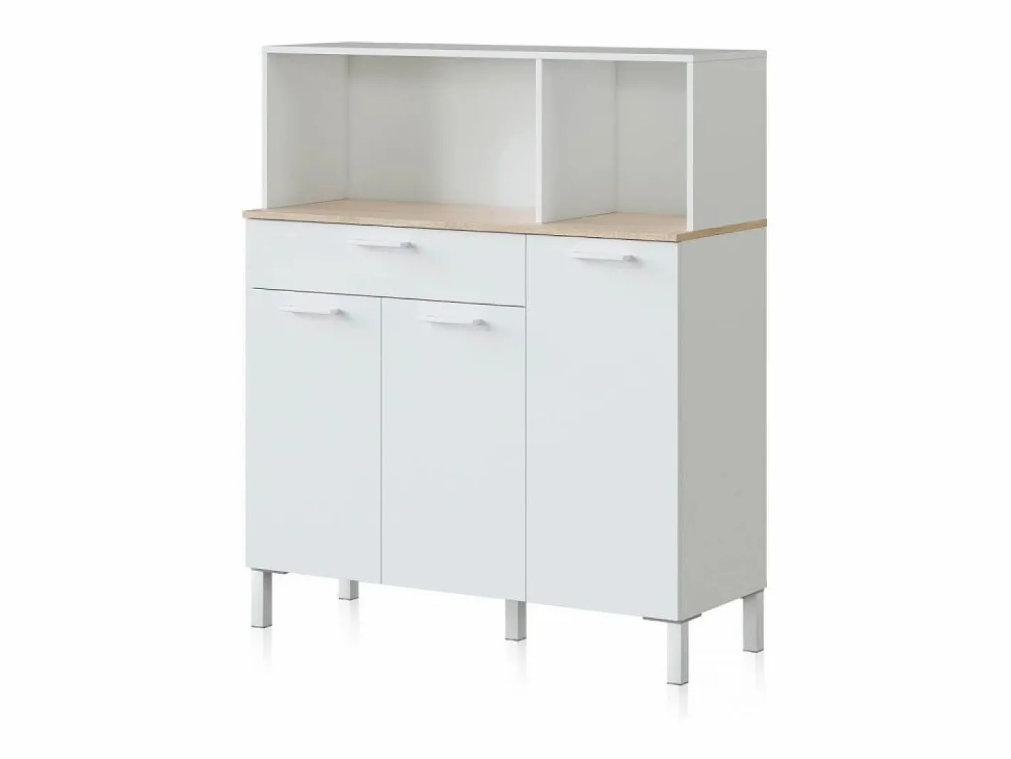 duehome Alacena cocina Colin 3 Puertas Blanco Artik (Blanco Mate) - Roble Canadian Color natural claro Hot