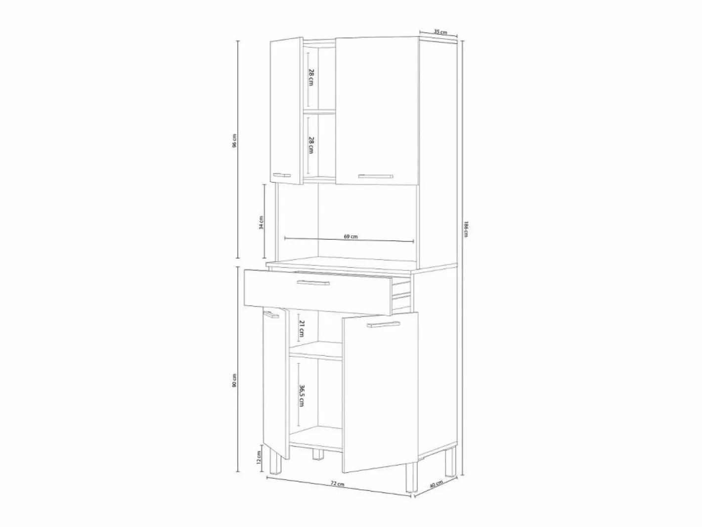 duehome Alacena cocina Colin 4 Puertas Blanco Artik (Blanco Mate) - Roble Canadian Color natural claro Sale