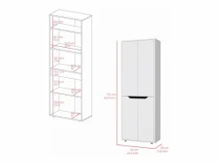 TuHome Alacena Herring en melamina con 4 puertas y 5 estantes , blanco , 170 cm X 60 cm X 30 cm Negro Best