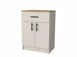 TuHome Alacena Mayorca en melamina con 2 puertas , 2 estantes y cajon con rieles metalicos , Blanco / Beige , 85.1 cm X 60 cm X 40.5 cm Multicolor