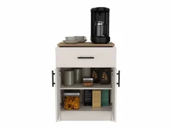 TuHome Alacena Mayorca en melamina con 2 puertas , 2 estantes y cajon con rieles metalicos , Blanco / Beige , 85.1 cm X 60 cm X 40.5 cm Multicolor