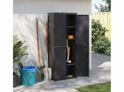 Garden Furniture Alavieska Armario de almacenaje exterior PP 65x37x165 cm Negro Hot