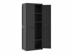 Garden Furniture Alavieska Armario de almacenaje exterior PP 65x37x165 cm Negro Hot