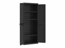 Garden Furniture Alavieska Armario de almacenaje exterior PP 65x37x165 cm Negro Hot