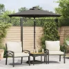 Garden Furniture Albemarle Sombrilla jardín con LEDs poste acero antracita 225x225x212 cm New