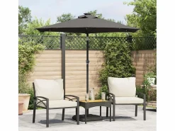 Garden Furniture Albemarle Sombrilla jardín con LEDs poste acero antracita 225x225x212 cm New
