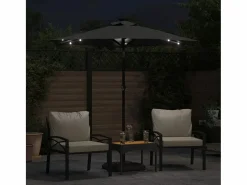 Garden Furniture Albemarle Sombrilla jardín con LEDs poste acero antracita 225x225x212 cm New