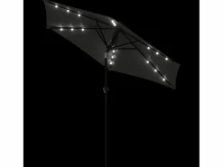 Garden Furniture Albemarle Sombrilla jardín con LEDs poste acero antracita 225x225x212 cm New