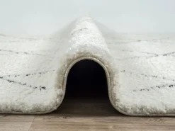 the carpet Alfombra Bahar Shaggy moderna patrón rombos, negro , 120 cm redonda Blanco New