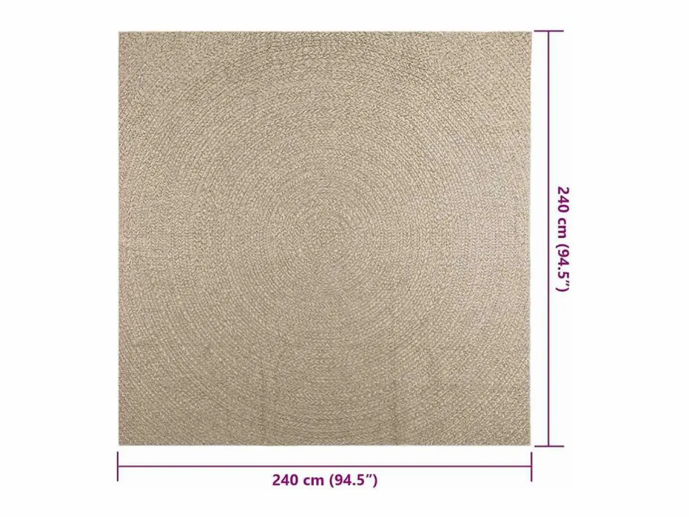 Alfombra ZIZUR 240x240 cm efecto yute para interior y exterior Beige Online