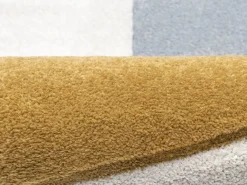 OZAIA Alfombra De Salón|Alfombra con diseño abstracto 160 x 230 cm, Blanco, azul y amarillo, SANTORELA