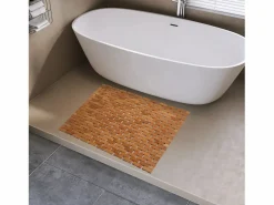 Alfombra de baño de teca, alfombra de ducha de madera, alfombra de bañera, patas de goma antideslizantes, enrollable, 70x50cm Marru00f3n chocolate Outlet