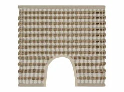 Alfombra de baño tejida a mano de yute y tela natural y blanca ES383023 Marru00f3n Best