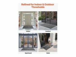 Alfombra de Entrada SucceBuy, 152,4 x 91,4 cm, Felpudo Exterior Interior con Reverso Antideslizante PVC, Resistente Y Lavable, Atrapa Polvo, Gris Negro Online