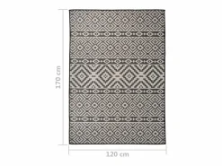 Clicnbuy Alfombra De Exterior|Decoración De Jardín|Alfombra de exterior de tejido plano rayas negras 120x170 cm