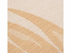 Alfombra de exterior de tejido plano con estampado de hojas de 80 x 250 cm Amarillo