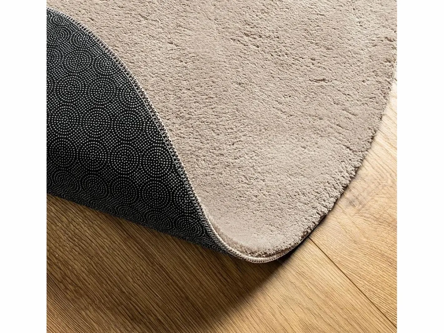 Alfombra de pelo corto suave lavable HUARTE arena Ø 100 cm ES47414^