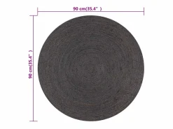 Alfombra de yute hecha a mano redonda de 90 cm oscuro^ New