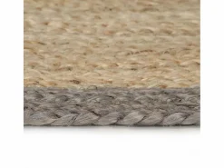 Clicnbuy Alfombra de yute tejida a mano con borde 150 cm Gris New