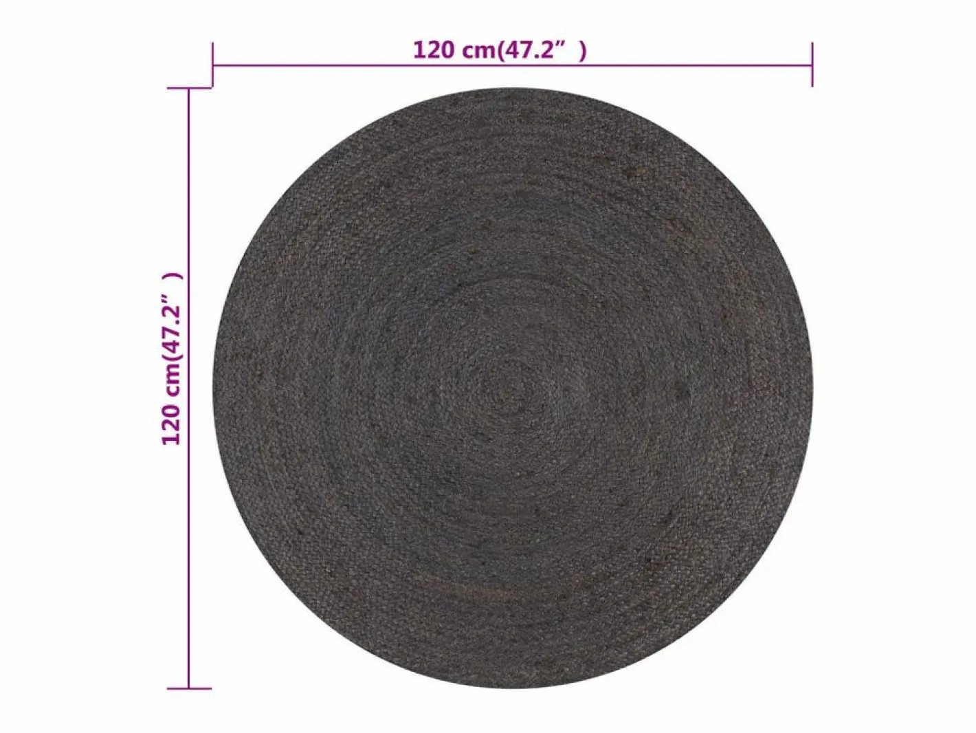 Clicnbuy Alfombra Redonda|Alfombra de yute tejida a mano 120 cm oscuro
