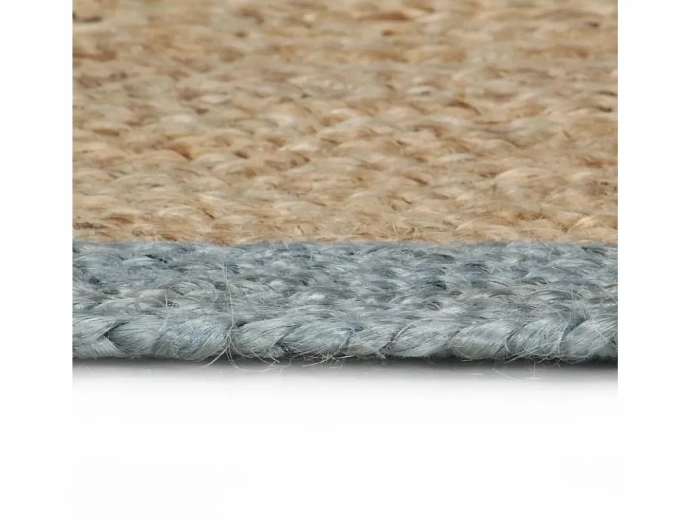 Alfombra de yute tejida a mano con borde oliva 150 cm^Clicnbuy New