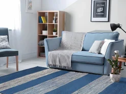 OZAIA Alfombra de yute tejida a mano KOCHI - 200 x 290 cm - Azul marino y blanco Gris / Azul Online