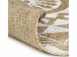 Clicnbuy Alfombra de yute tejida a mano con estampado 120 cm Blanco Best
