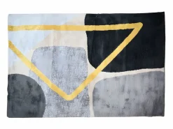 OZAIA Alfombra De Salón|Alfombra estilo contemporáneo PICADILLY - poliéster - 160 x 230 cm - Gris, negro y dorado
