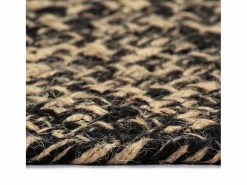 Clicnbuy Alfombra Redonda|Alfombra hecha a mano de yute negra y natural 150 cm