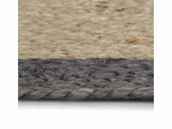 Alfombra hecha a mano de yute con borde oscuro 90 cm ES37257 Gris Outlet
