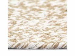 Clicnbuy Alfombra hecha a mano de yute blanca y natural 90 cm Blanco New