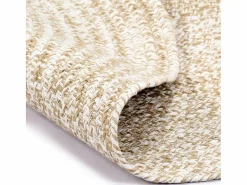 Clicnbuy Alfombra hecha a mano de yute blanca y natural 120 cm Blanco Online