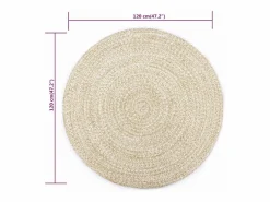 Clicnbuy Alfombra hecha a mano de yute blanca y natural 120 cm Blanco Online