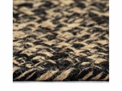 Clicnbuy Alfombra hecha a mano de yute negra y natural 90 cm Negro Best