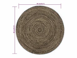 Clicnbuy Alfombra hecha a mano de yute negra y natural 90 cm Negro Best