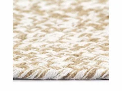Clicnbuy Alfombra Redonda|Alfombra hecha a mano de yute blanca y natural 150 cm