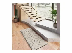 Alfombra interior - geométrico - / blanco - 80 x 200 cm - SIROCO^ Outlet