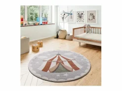 Alfombra interior redonda - infantil circo - - diam.120 cm - BEATS Gris Outlet