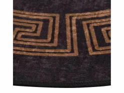 Clicnbuy Alfombra Redonda|Alfombra De Salón|Alfombra lavable antideslizante negro y dorado f120 cm