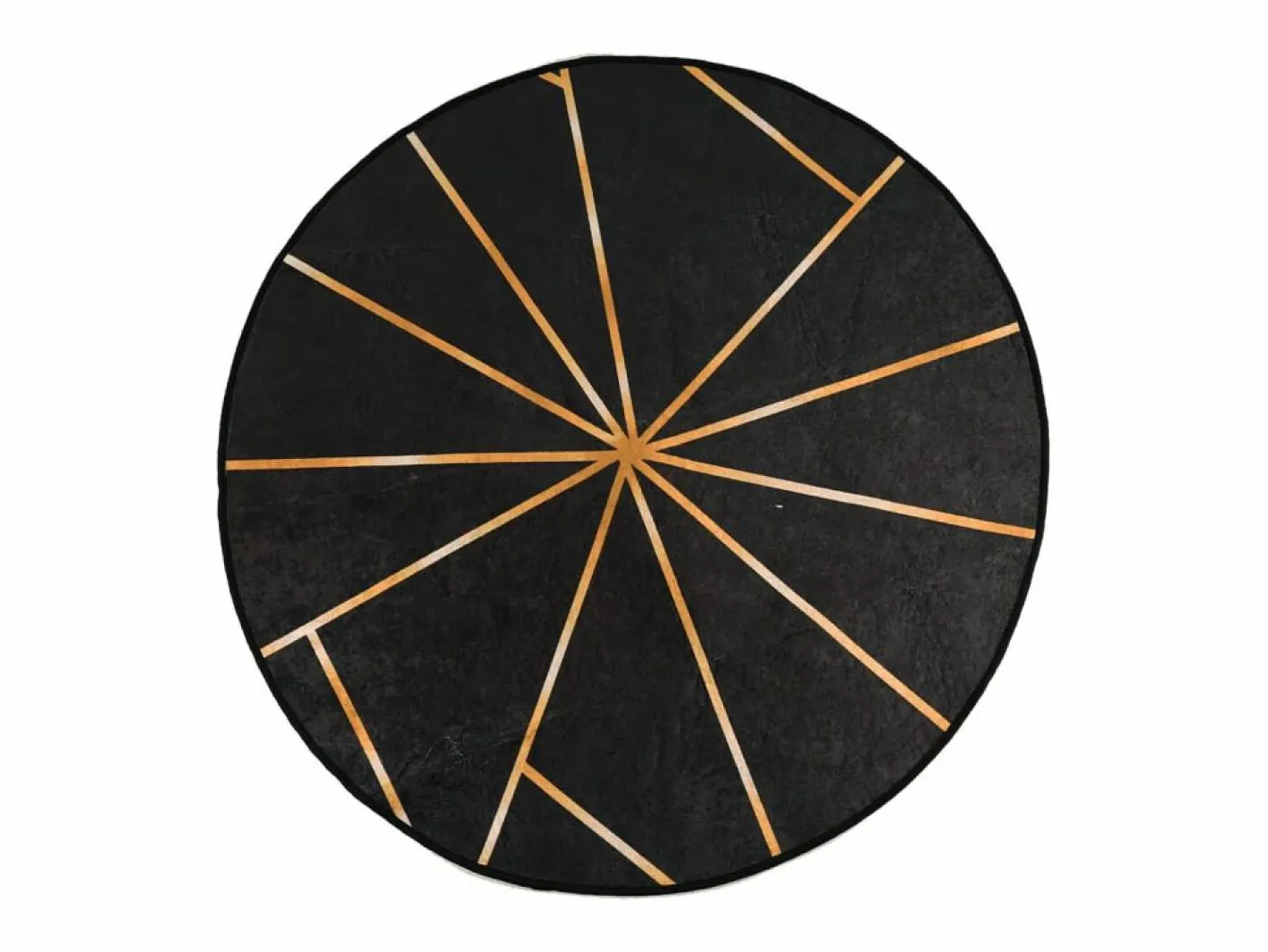 Clicnbuy Alfombra lavable antideslizante negro y dorado Ø 120 cm Multicolor Discount
