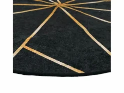 Clicnbuy Alfombra lavable antideslizante negro y dorado Ø 120 cm Multicolor Discount