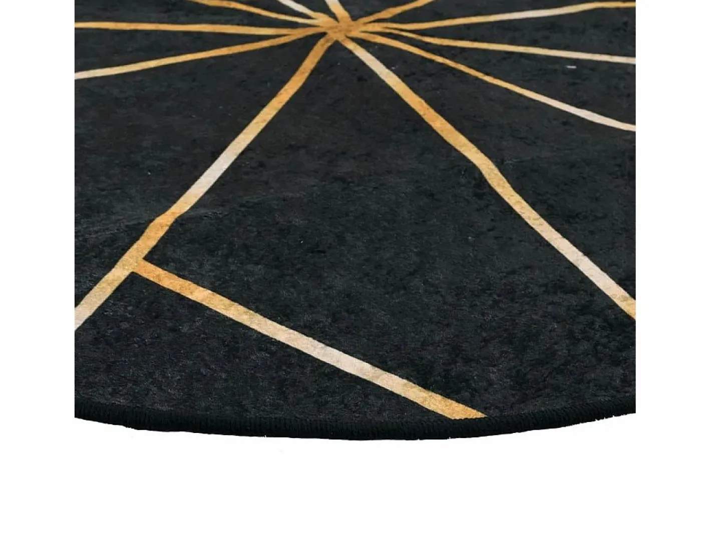 Clicnbuy Alfombra lavable antideslizante negro y dorado Ø 120 cm Multicolor Discount