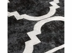 Alfombra lavable antideslizante negro y blanco Ø 120 cm^Clicnbuy Discount