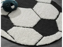 the carpet Alfombra Infantil|Alfombra Redonda|Alfombra Lou Infantil Fútbol - Negro - 120 cm Redonda