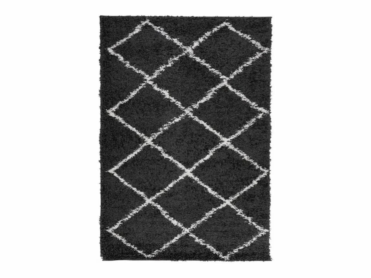 Alfombra moderna de pelo largo en color y crema de 140 x 200 cm Negro Clearance