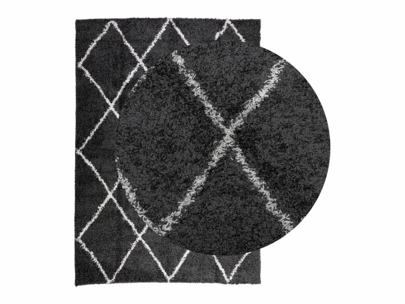 Alfombra moderna de pelo largo en color y crema de 140 x 200 cm Negro Clearance