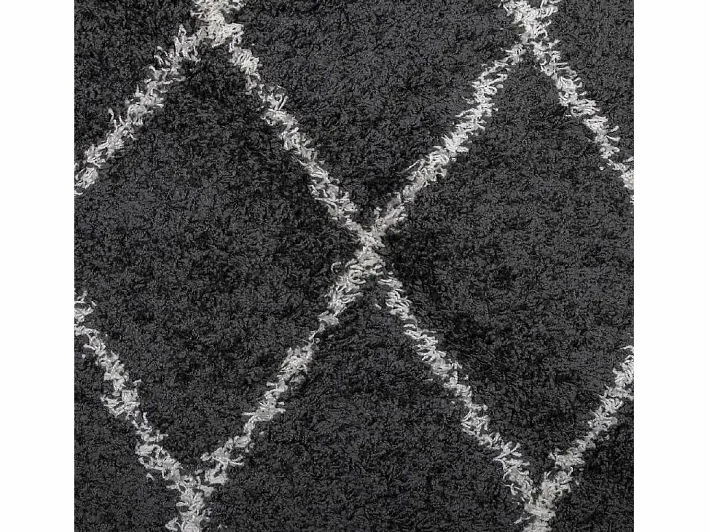 Alfombra moderna de pelo largo en color y crema de 140 x 200 cm Negro Clearance