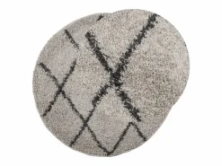 Alfombra De Cocina|Alfombra De Cocina|Alfombra moderna de pelo largo en beige y antracita Ø 120 cm