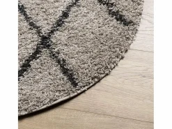 Alfombra De Cocina|Alfombra De Cocina|Alfombra moderna de pelo largo en beige y antracita Ø 120 cm